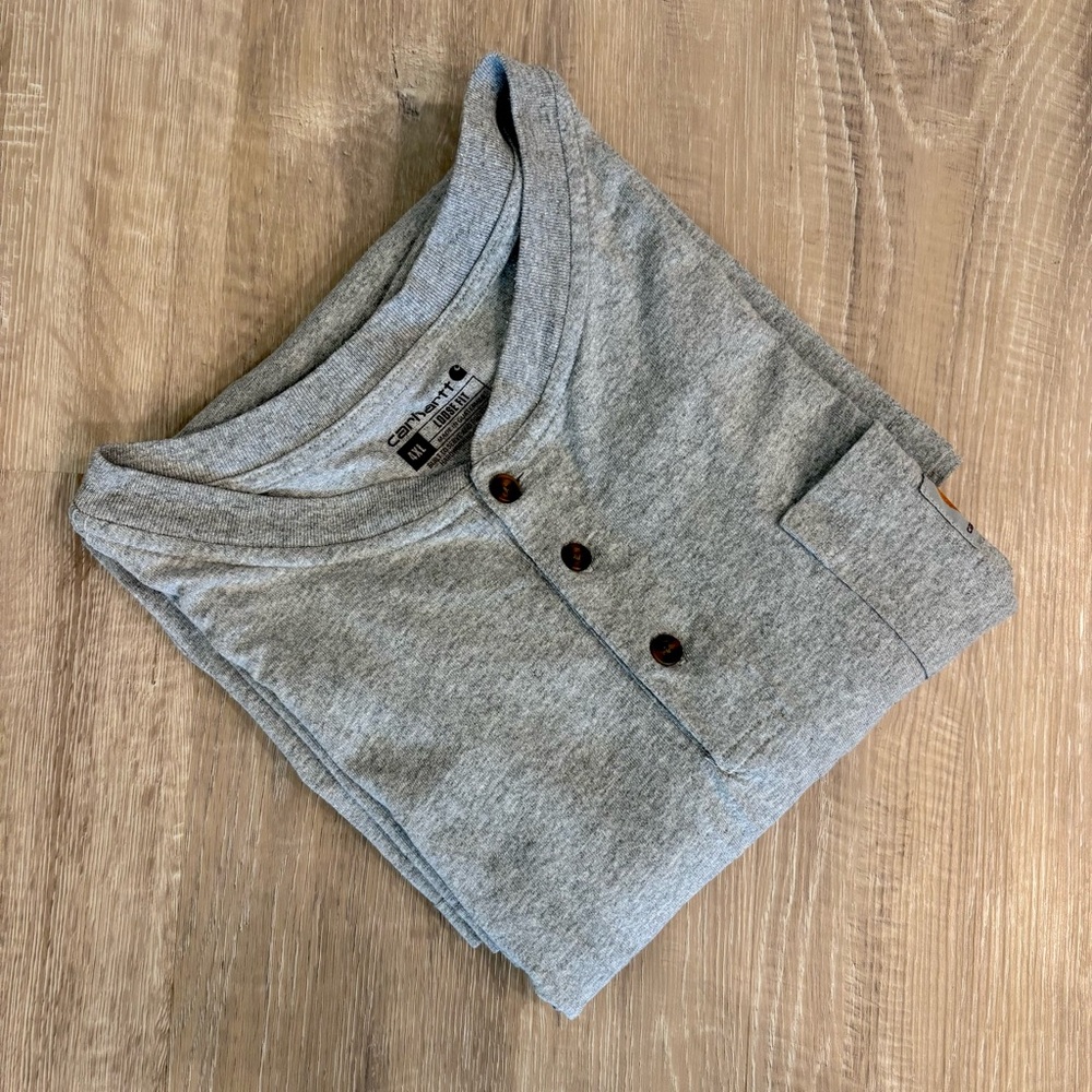 Carhartt Loose Fit Heavyweight Short Sleeve Pocket Henley Men's 4XL Heather Gray - Picture 2 of 8